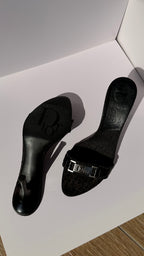 Dior mules vintage monogram nero con dettaglio logo metallico