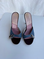 Mules Dior in denim con lucchetto e chiave con logo “CD”