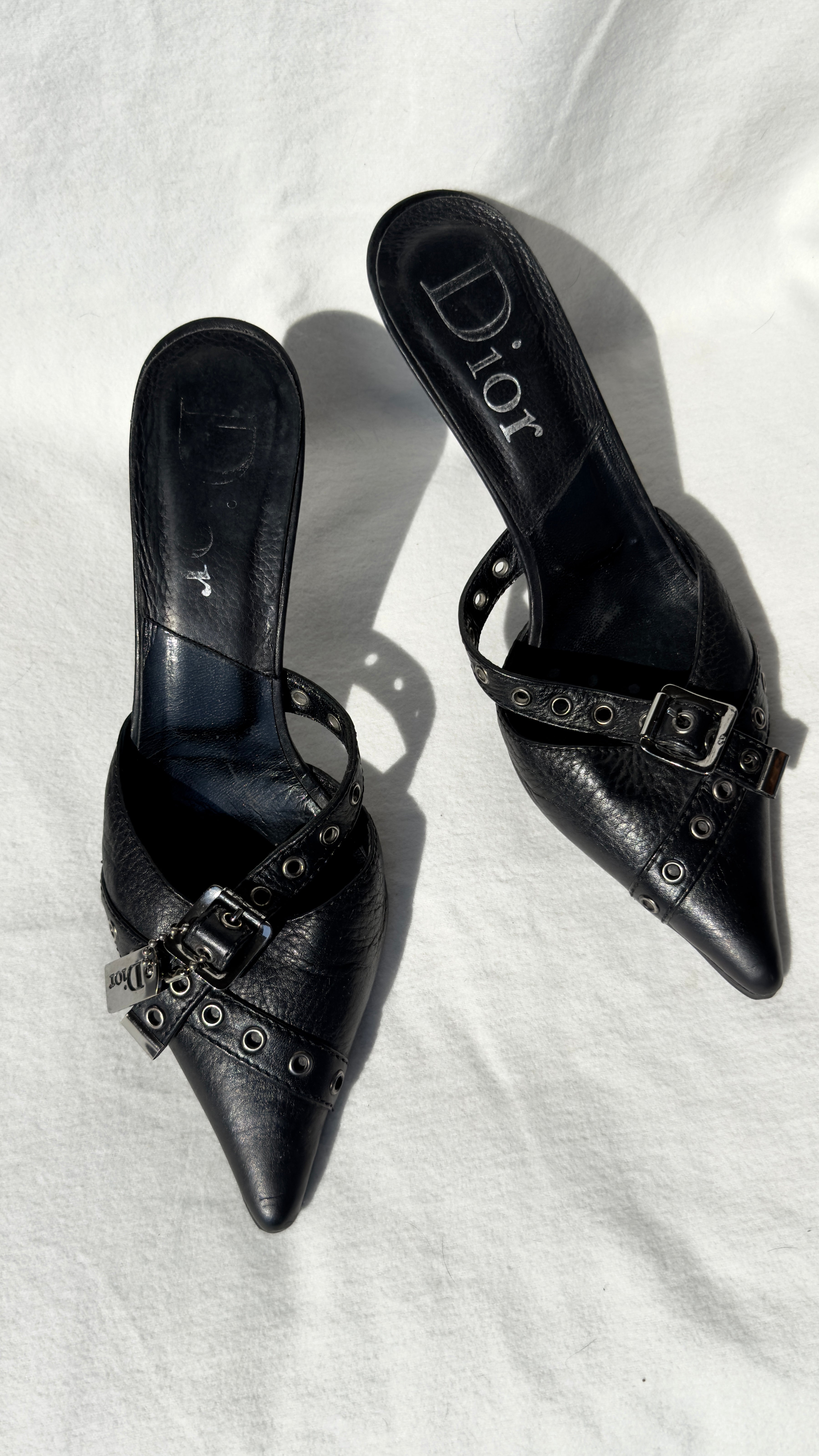 MR BIG - Vintage Dior Mules con fibbie e dettagli metallici