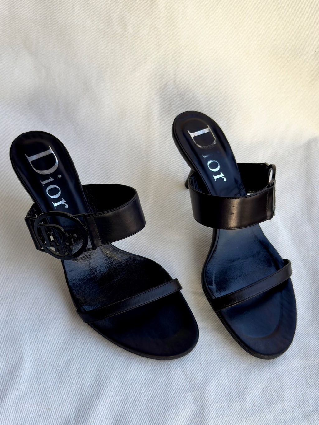 RACHEL - Christian Dior Mules Black Logo Circle 2000s