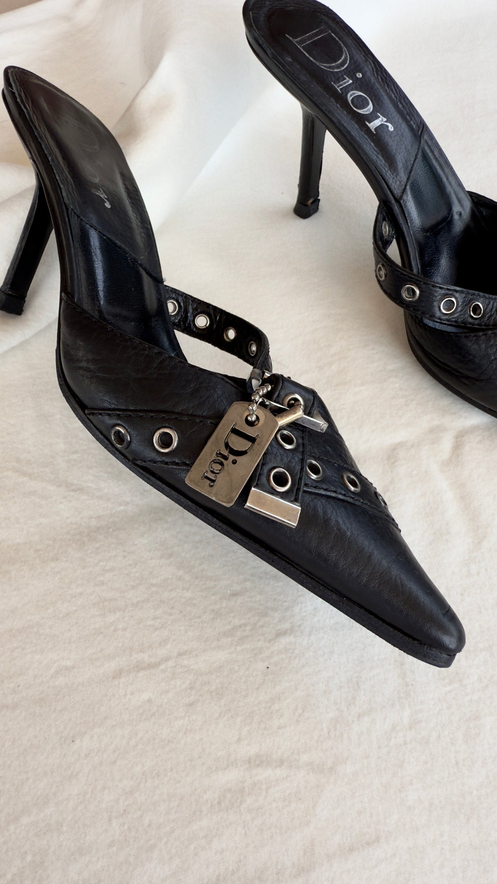 MR BIG - Vintage Dior Mules con fibbie e dettagli metallici