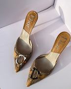 Mules Dior in canvas monogram con dettaglio logo CD