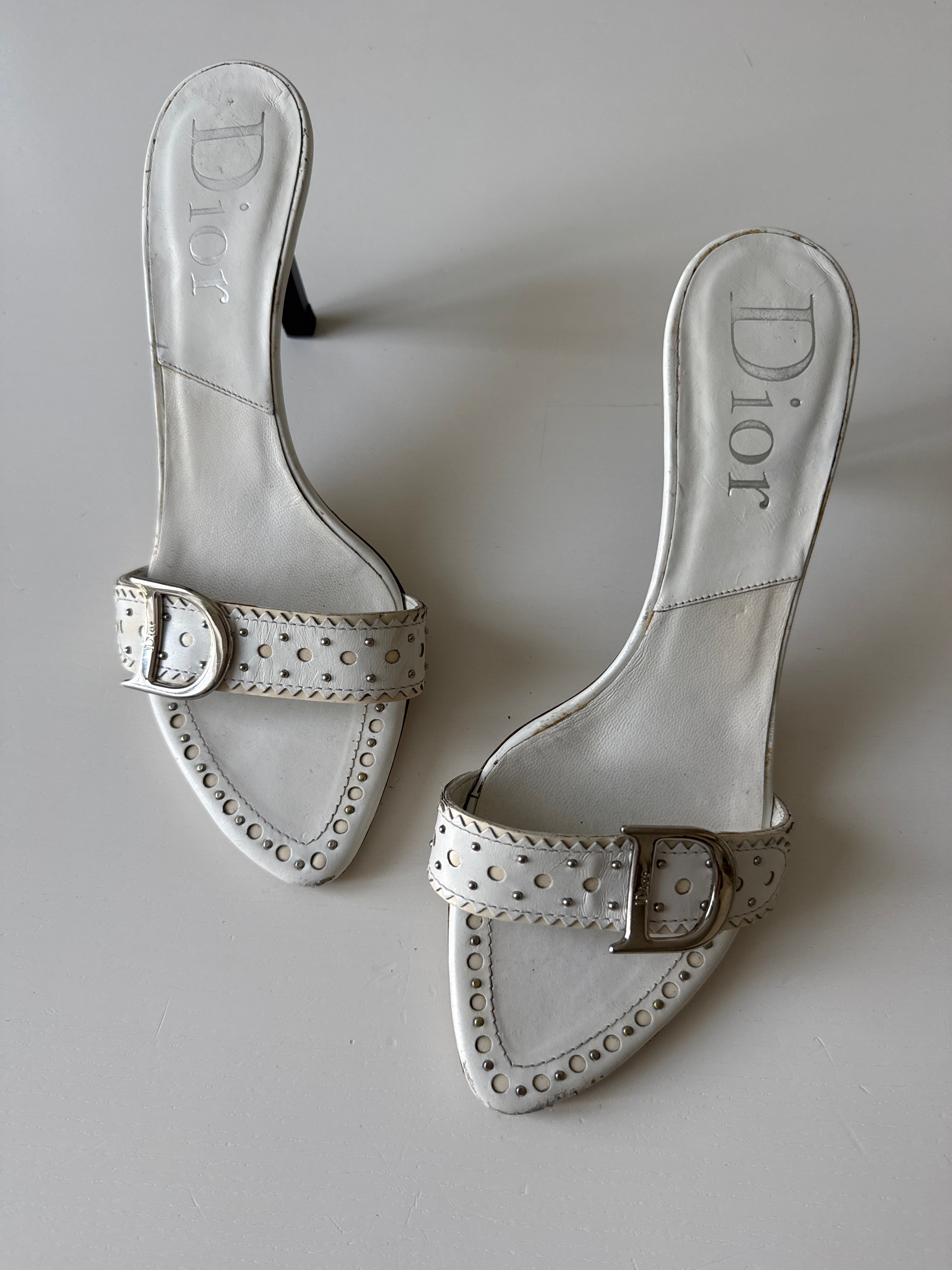 vintage Dior d’trick leather mules bianche