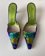 JANICE - Giuseppe Zanotti Mules in Paillettes Multicolor 2000