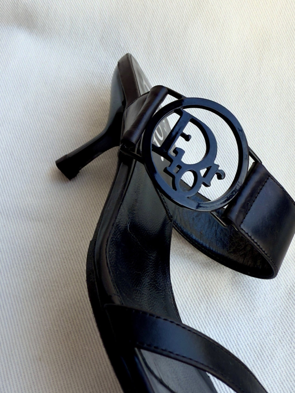 RACHEL - Christian Dior Mules Black Logo Circle 2000s