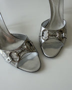 Gucci Mules Horsebit Monogram Argento