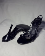 Dior Sandali Neri con Medaglione CD in vernice 2000
