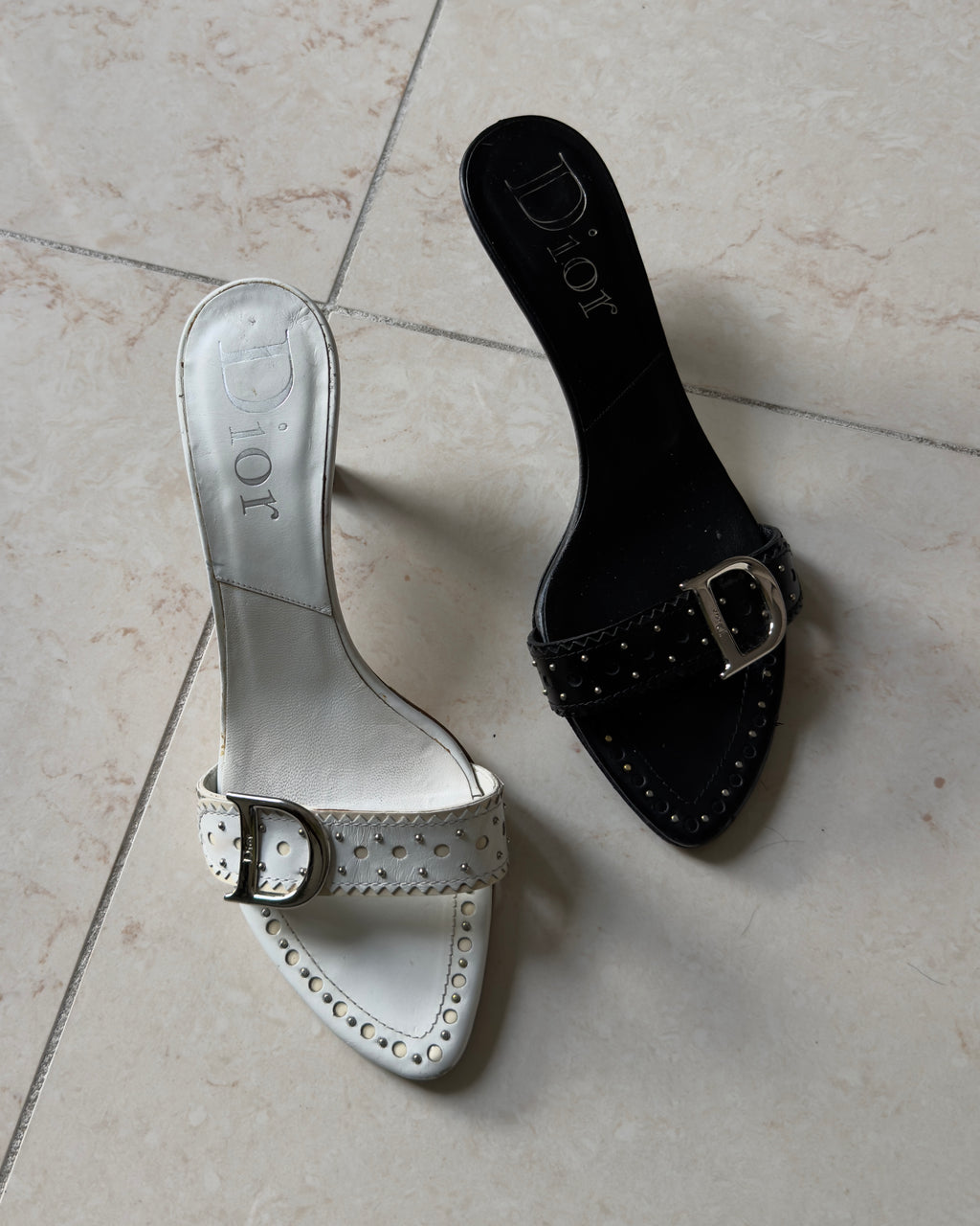 vintage Dior d’trick leather mules bianche