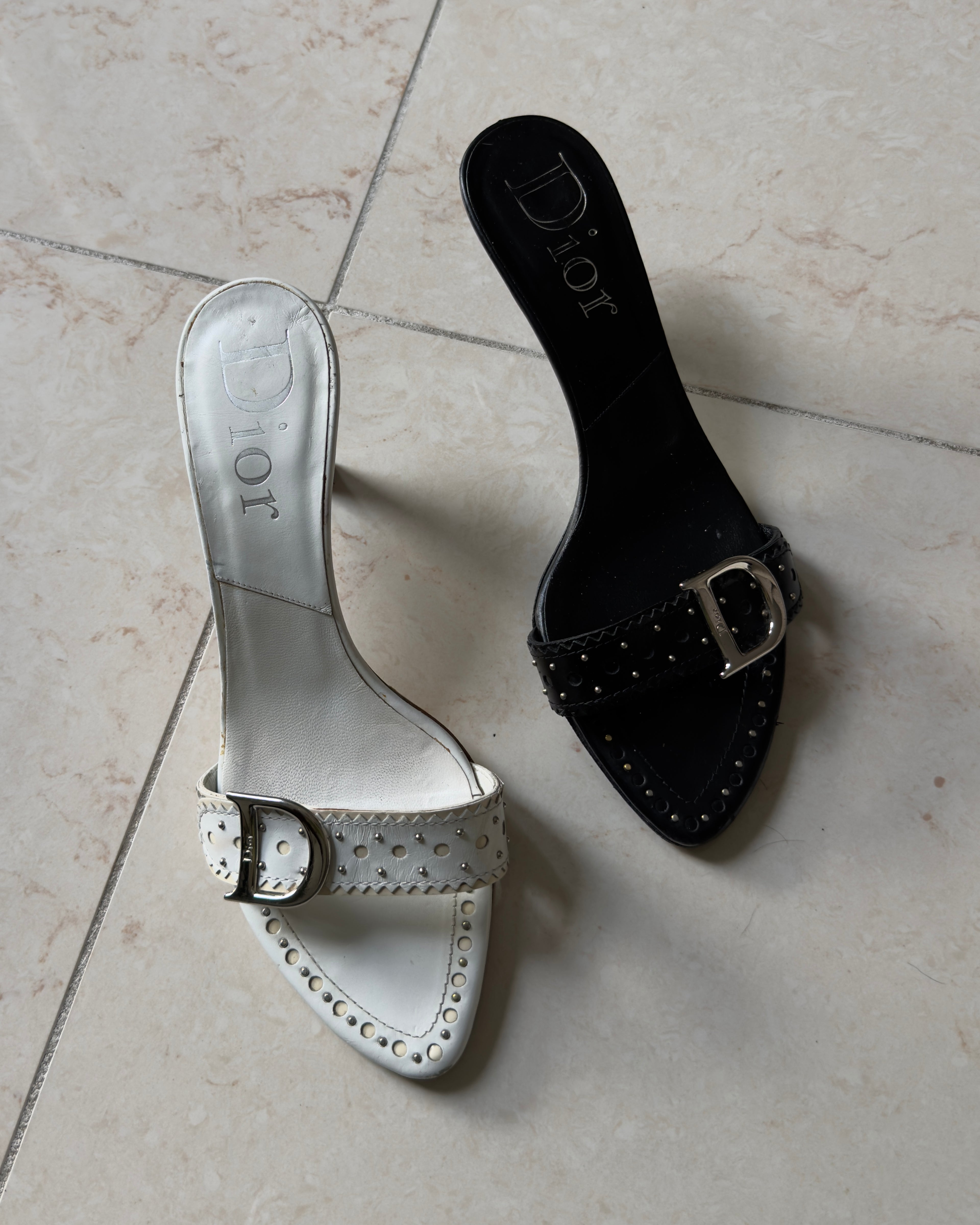vintage Dior d’trick leather mules bianche