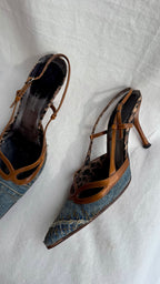 Cady - Dolce & Gabbana Slingback Vintage in Denim e Pelle Leo