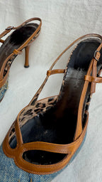 Cady - Dolce & Gabbana Slingback Vintage in Denim e Pelle Leo