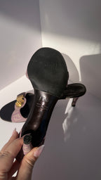 Fendi Mules vintage monogram lilla con dettaglio logo metallico
