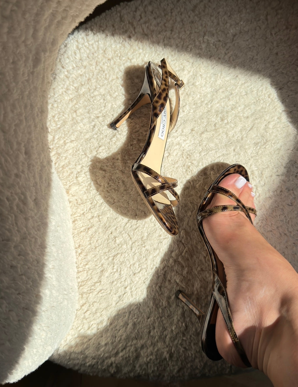 Jimmy Choo sandali vintage in vernice effetto Leopardato