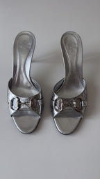 Gucci Mules Horsebit Monogram Argento