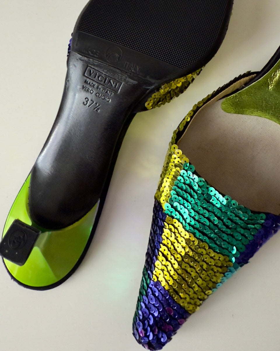 JANICE - Giuseppe Zanotti Mules in Paillettes Multicolor 2000