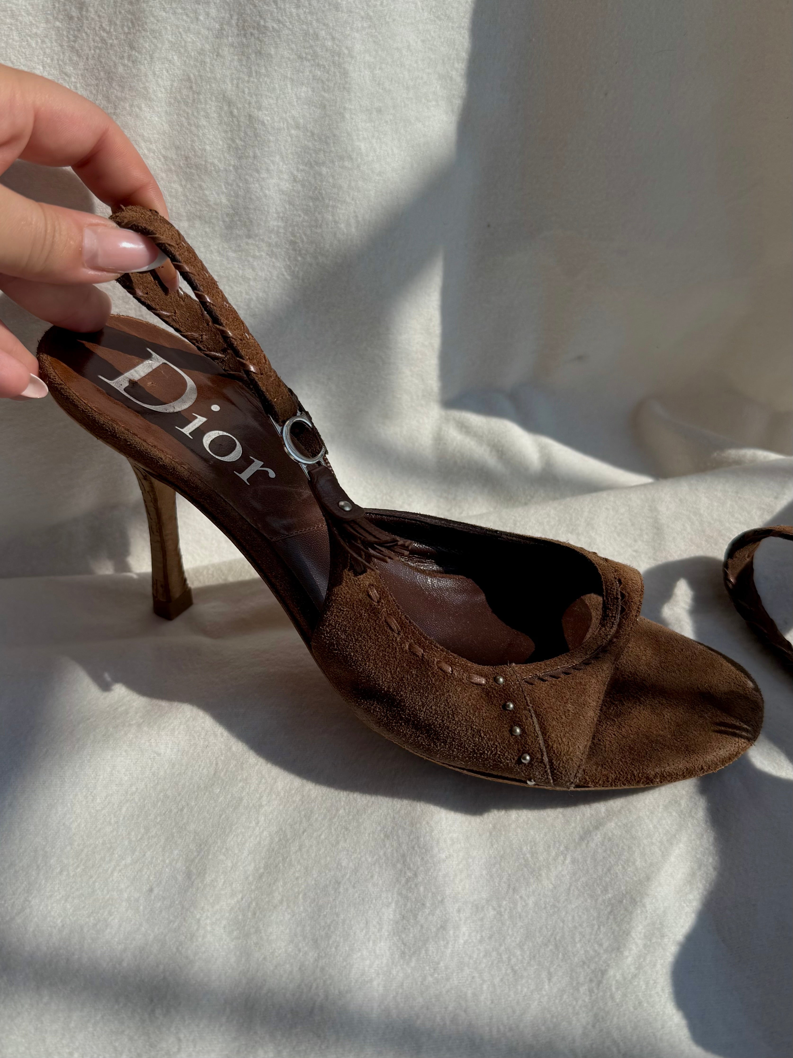 Gretchen - Dior mules in suede cioccolato