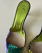 JANICE - Giuseppe Zanotti Mules in Paillettes Multicolor 2000