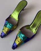 JANICE - Giuseppe Zanotti Mules in Paillettes Multicolor 2000