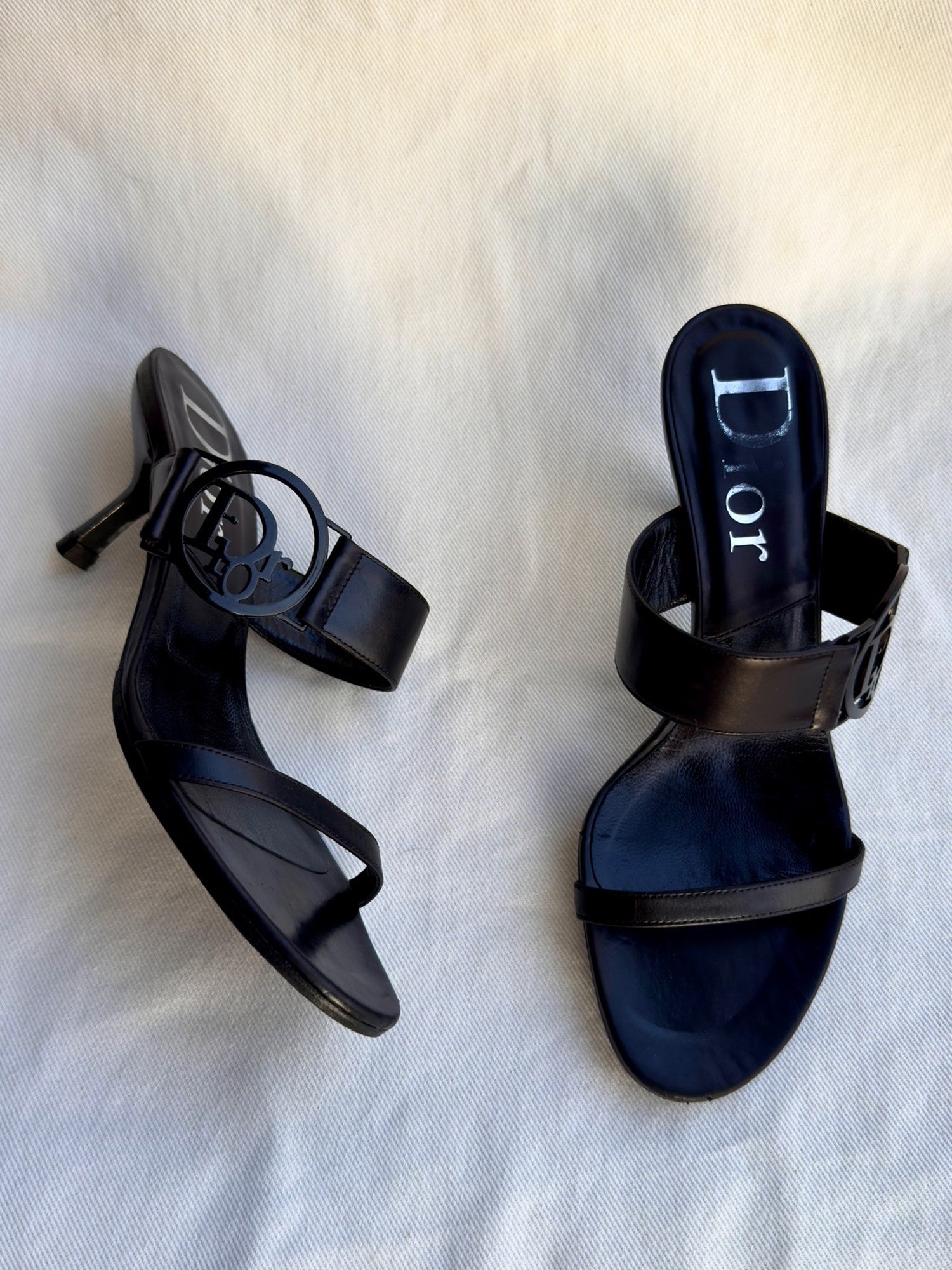 RACHEL - Christian Dior Mules Black Logo Circle 2000s