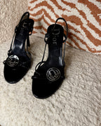Sandali Christian Dior in vernice con Medaglione logato