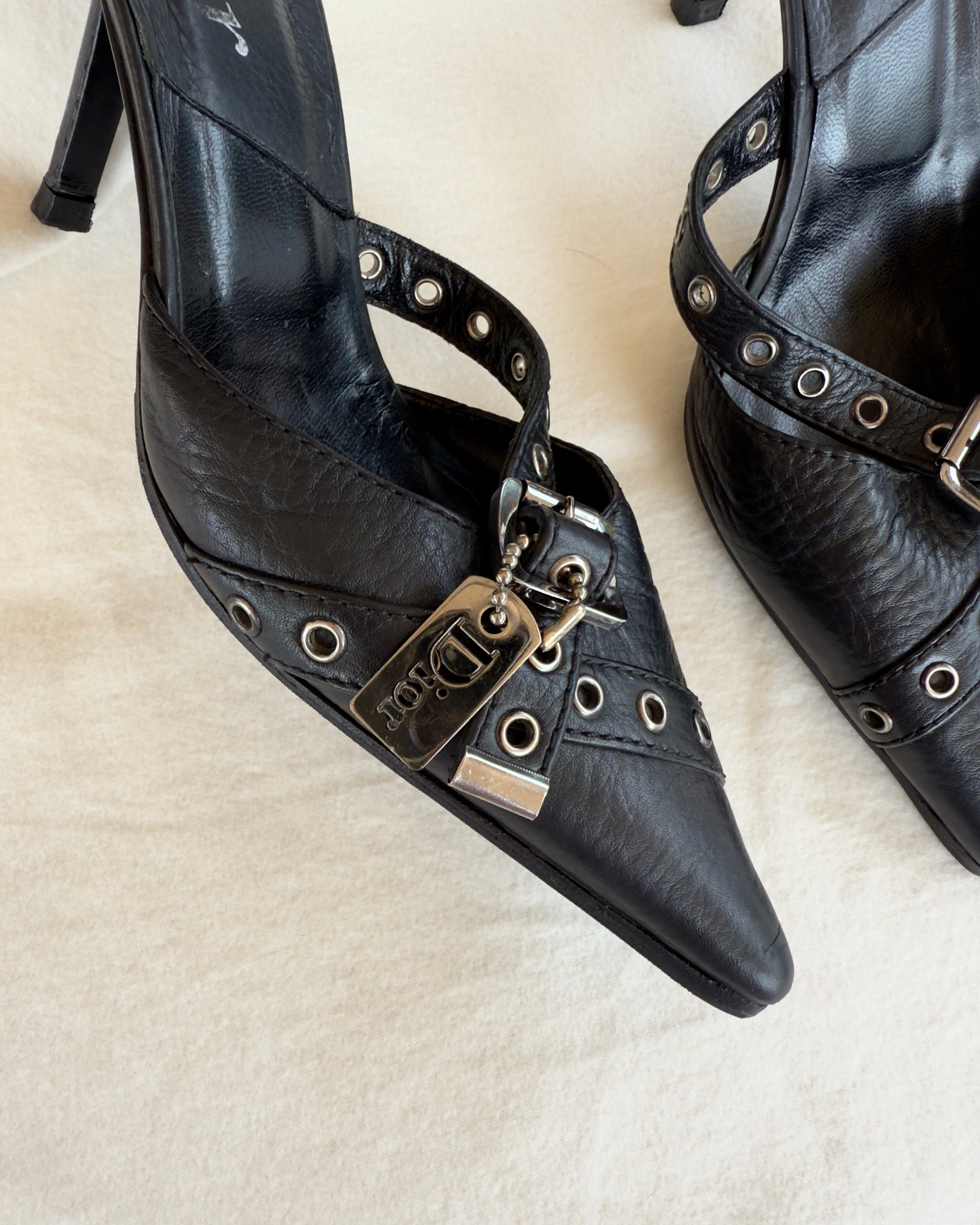 MR BIG - Vintage Dior Mules con fibbie e dettagli metallici