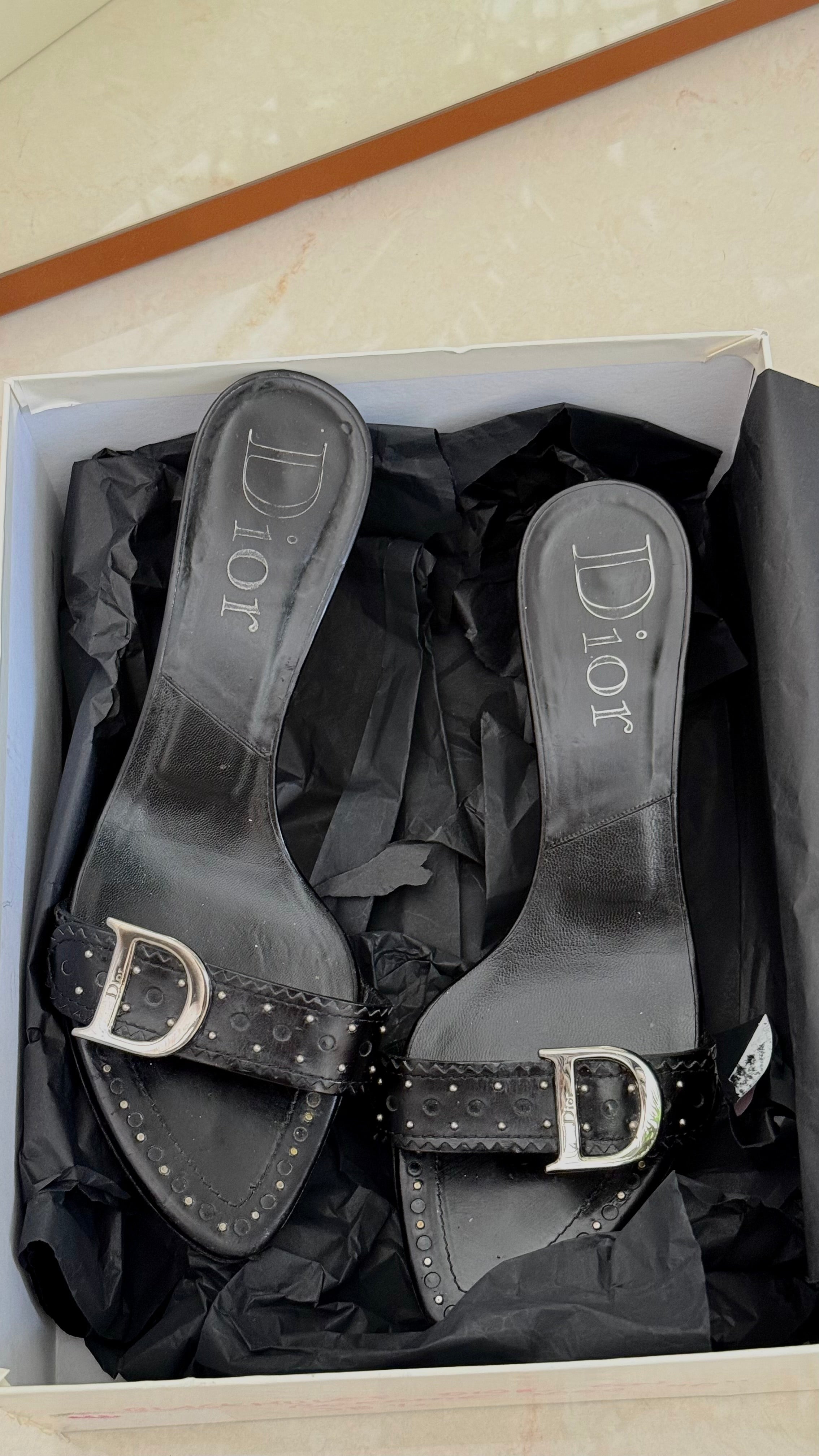 vintage Dior d’trick leather mules