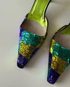 JANICE - Giuseppe Zanotti Mules in Paillettes Multicolor 2000