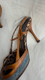 Cady - Dolce & Gabbana Slingback Vintage in Denim e Pelle Leo