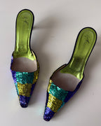 JANICE - Giuseppe Zanotti Mules in Paillettes Multicolor 2000