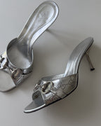 Gucci Mules Horsebit Monogram Argento