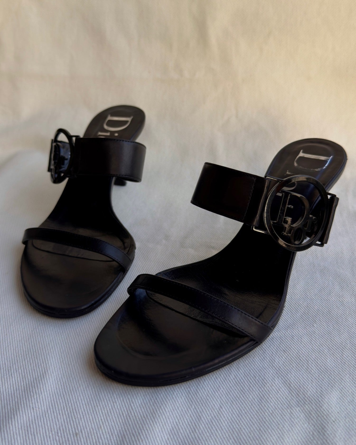 RACHEL - Christian Dior Mules Black Logo Circle 2000s