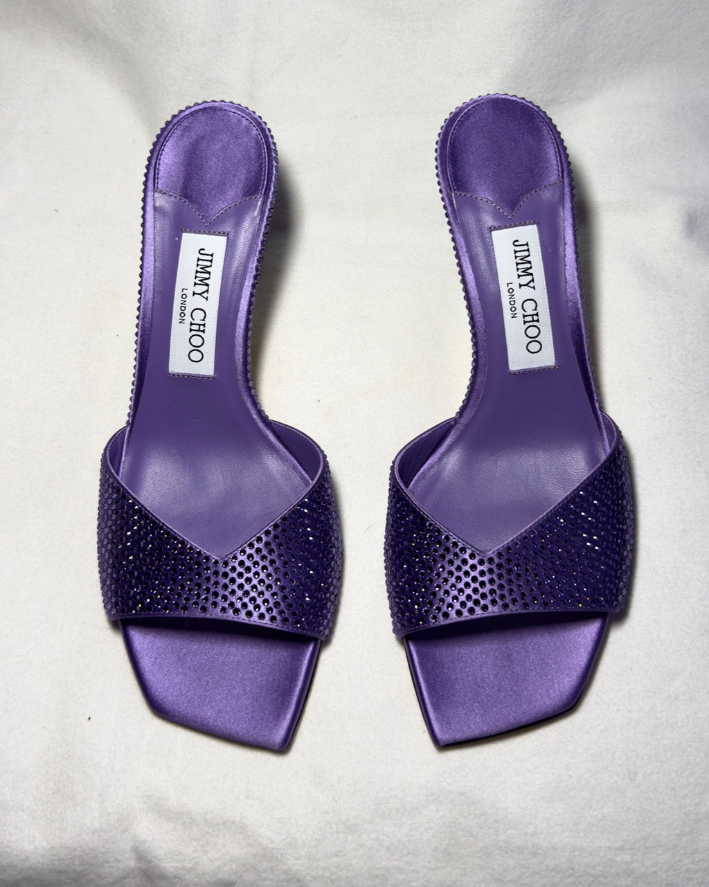 JIMMY CHOO – Mules viola crystal satin | Christmas Special Drop