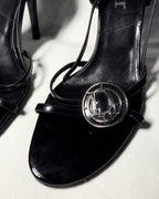 Dior Sandali Neri con Medaglione CD in vernice 2000