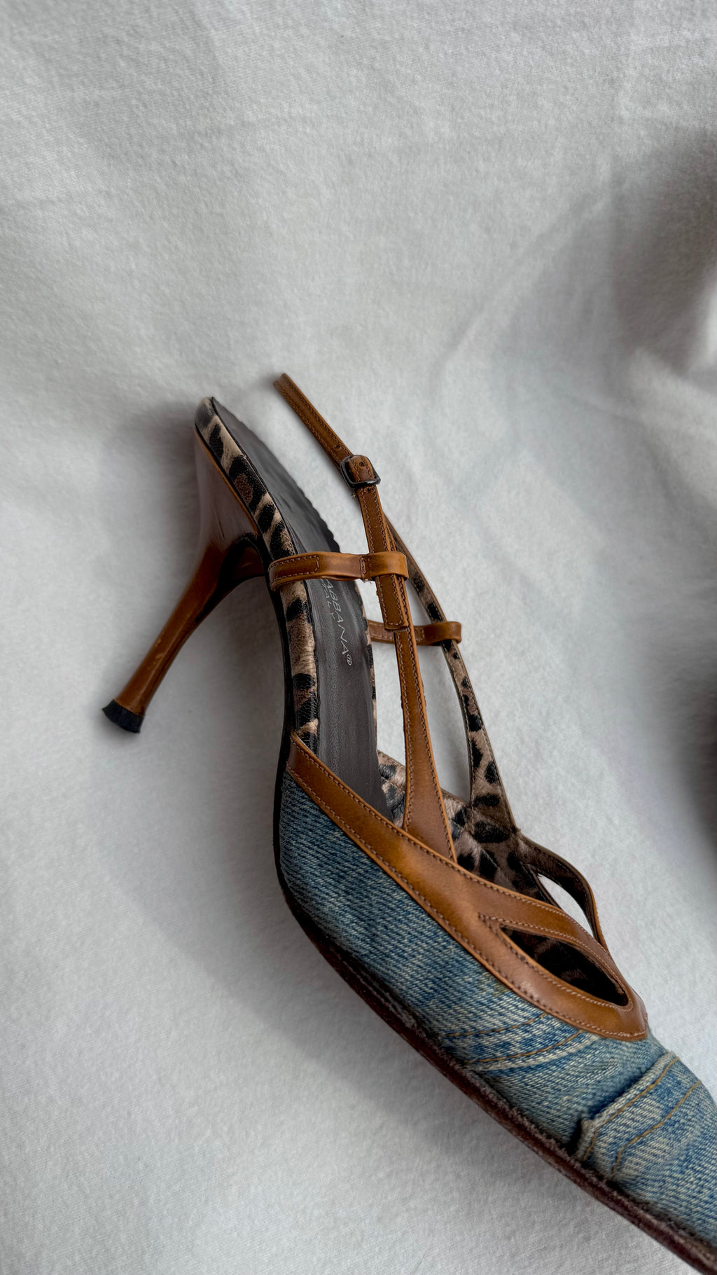 Cady - Dolce & Gabbana Slingback Vintage in Denim e Pelle Leo