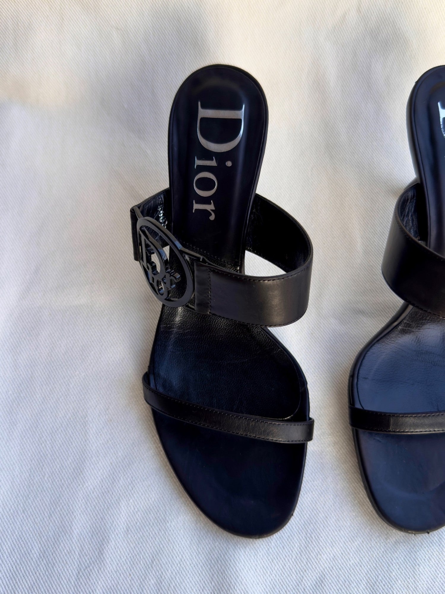 RACHEL - Christian Dior Mules Black Logo Circle 2000s