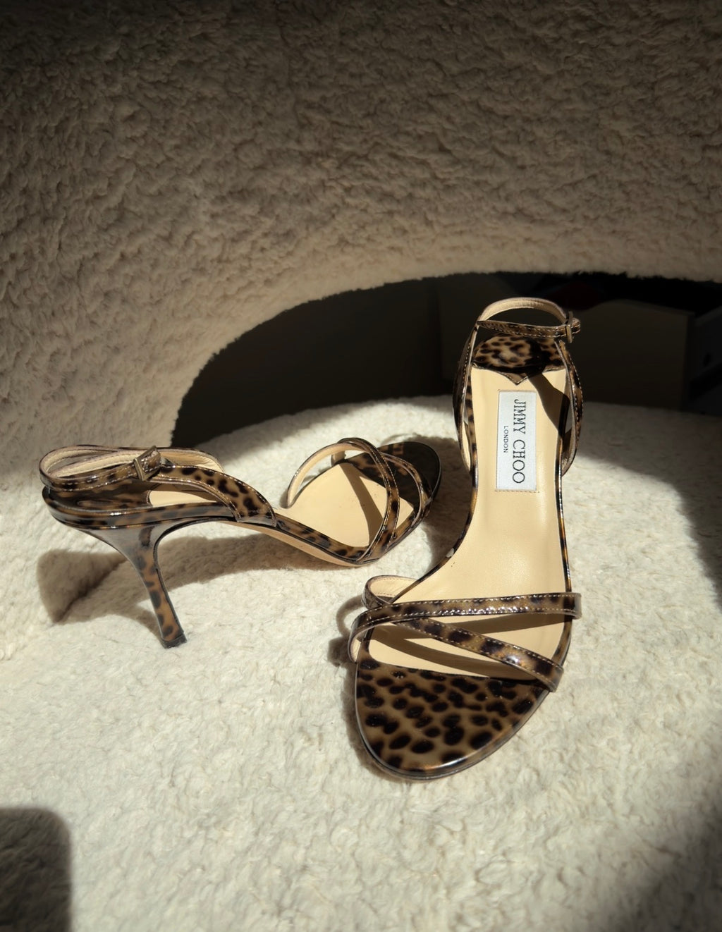 Jimmy Choo sandali vintage in vernice effetto Leopardato