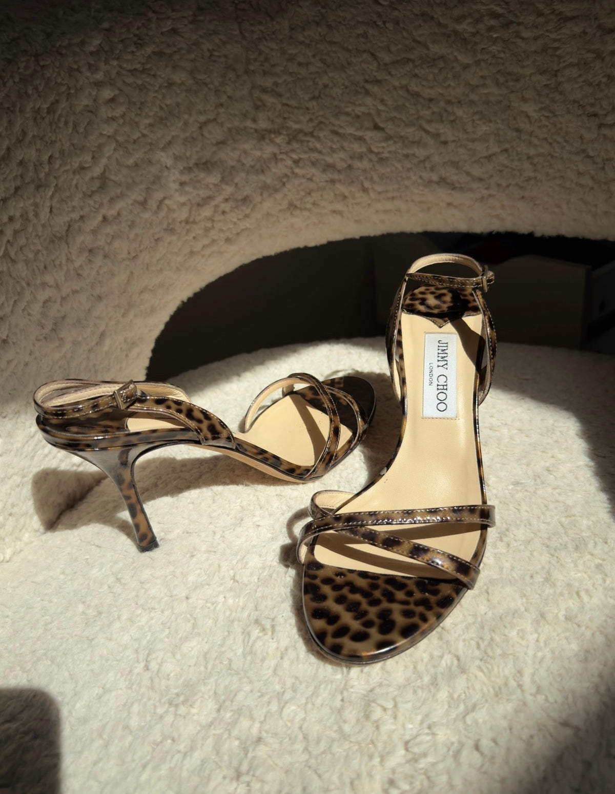 Jimmy Choo sandali vintage in vernice effetto Leopardato