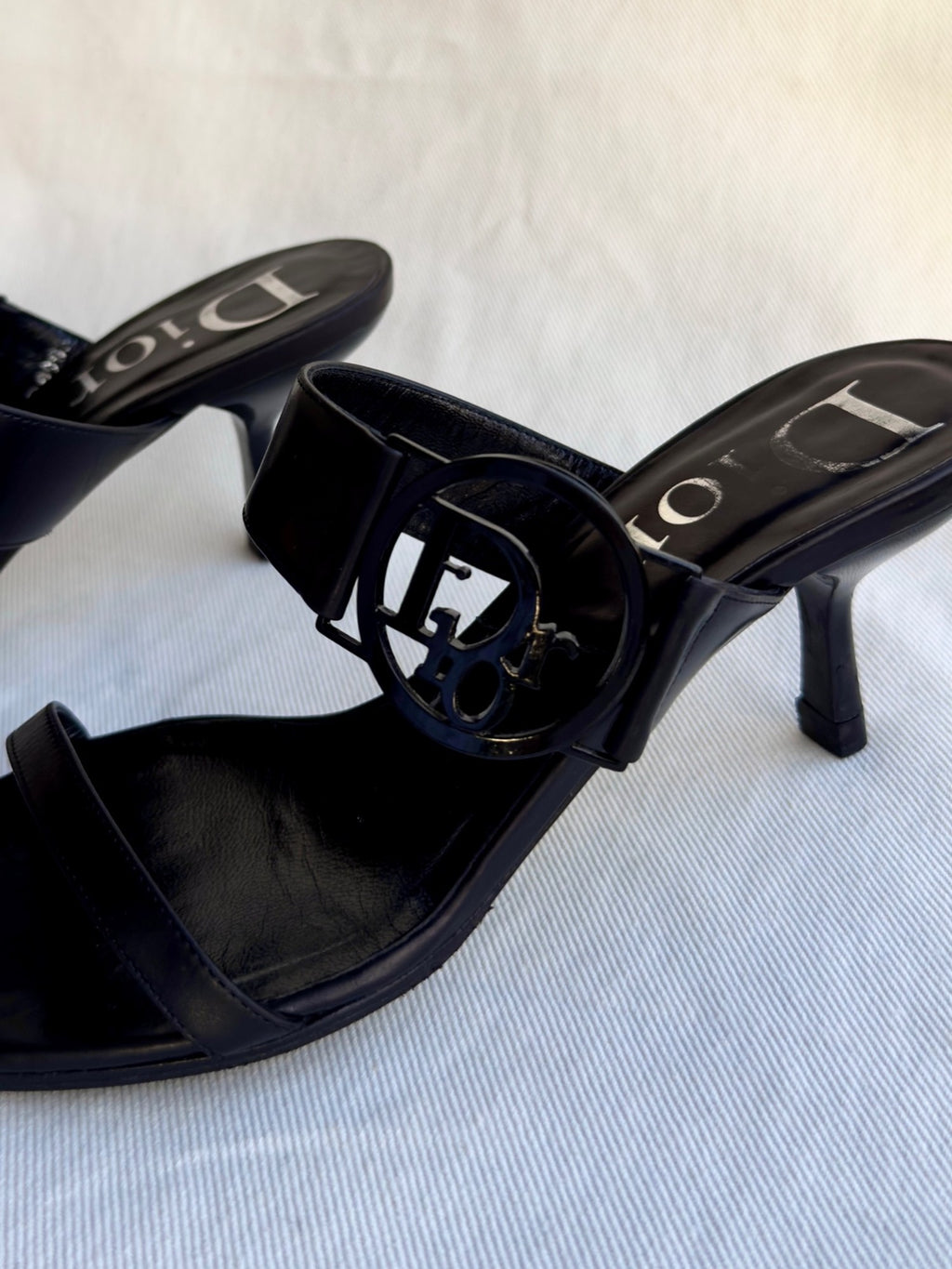 RACHEL - Christian Dior Mules Black Logo Circle 2000s