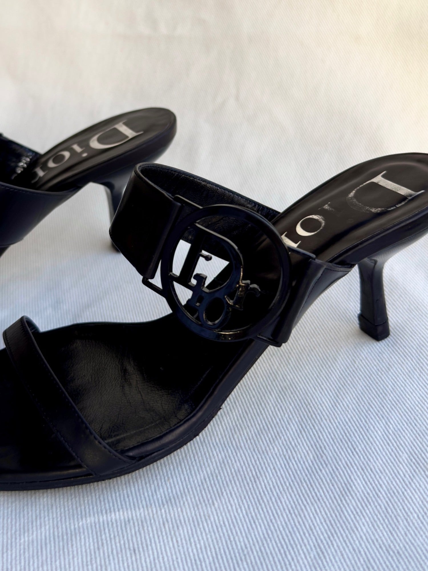 RACHEL - Christian Dior Mules Black Logo Circle 2000s