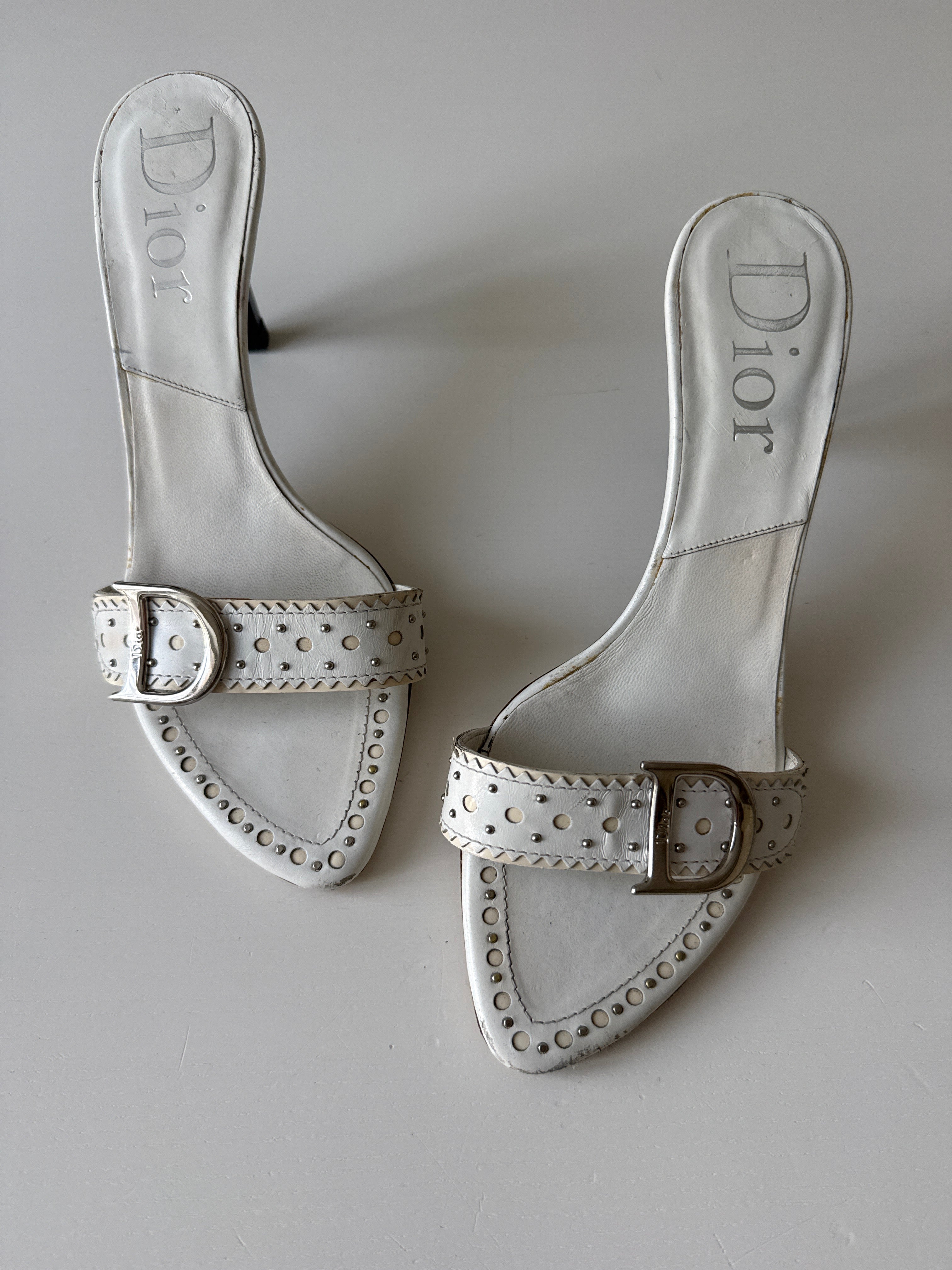 vintage Dior d’trick leather mules bianche