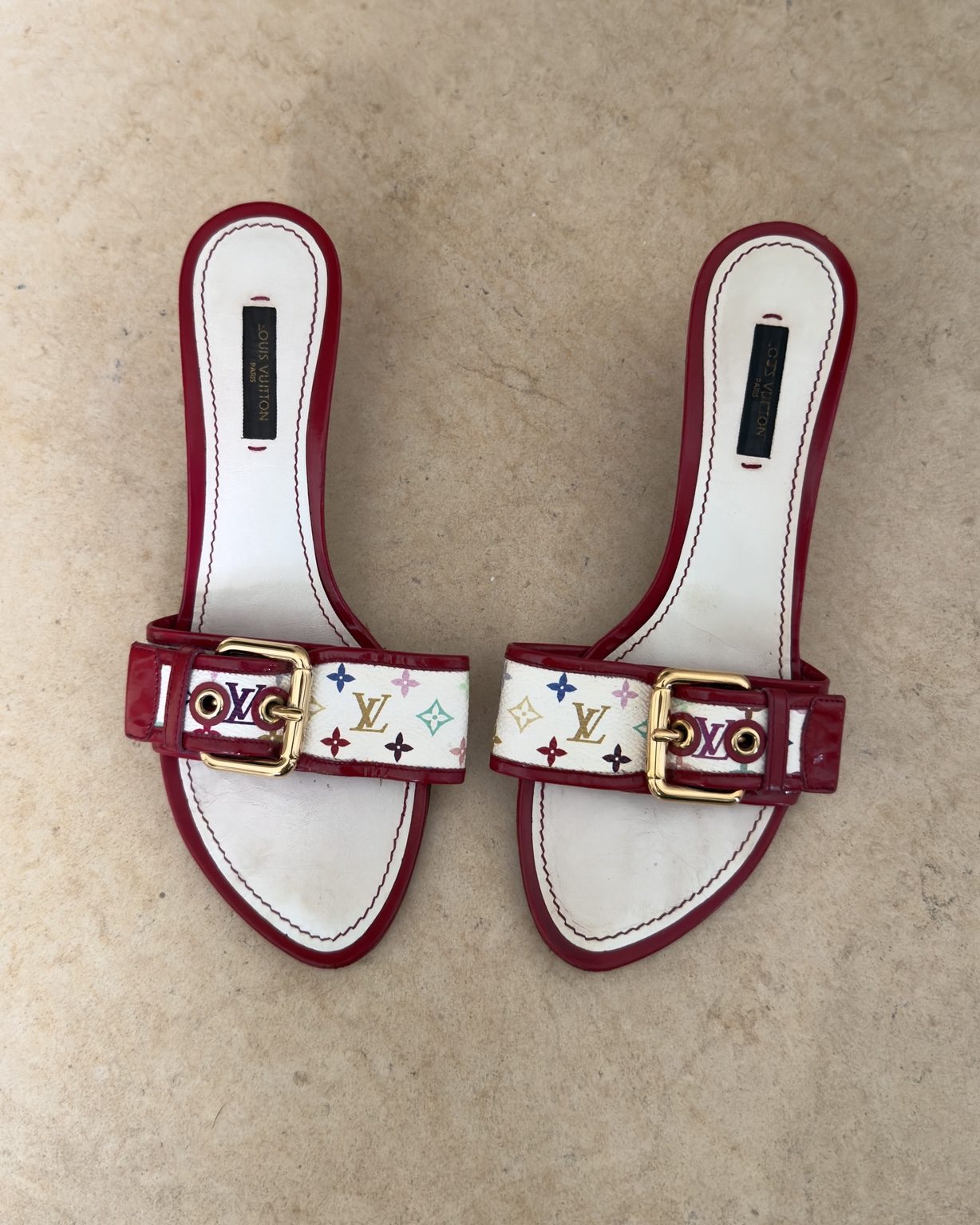 Sabot Louis Vuitton cherry red multicolor X murakami