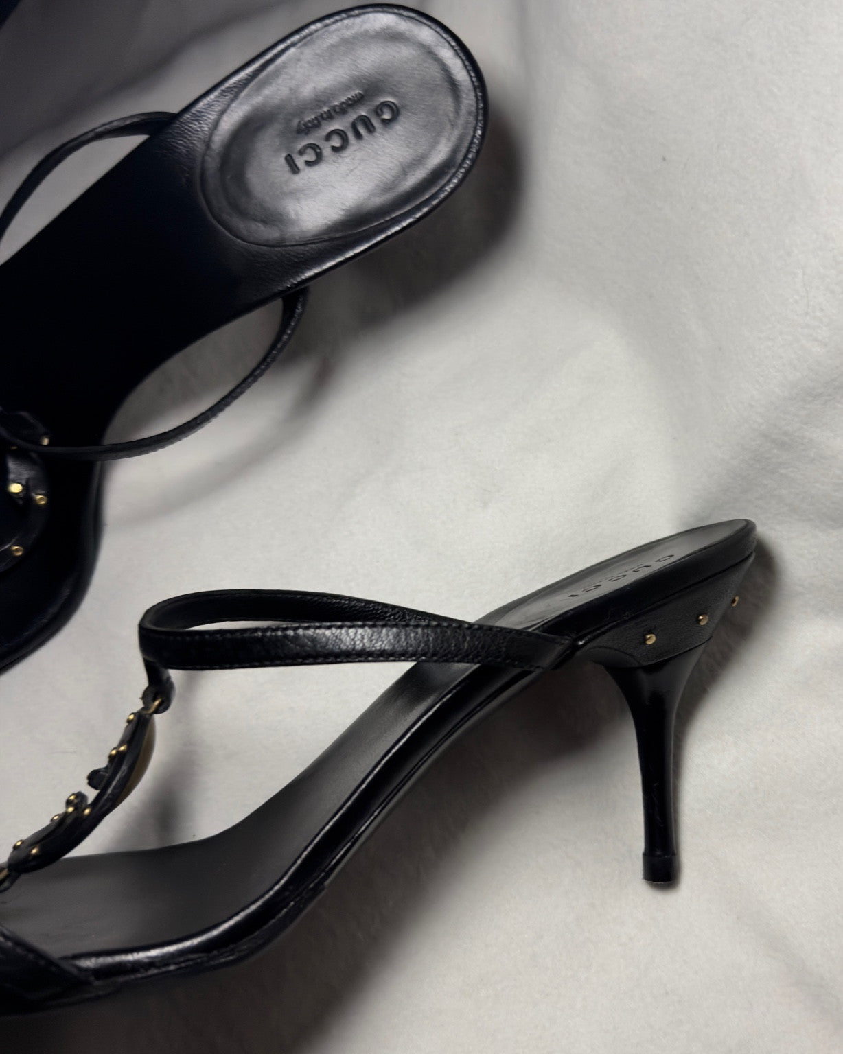 Gucci Mules GG Logo – Pelle Nera | Anni 2000