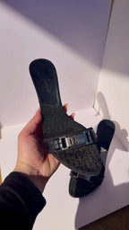 Dior mules vintage monogram nero con dettaglio logo metallico